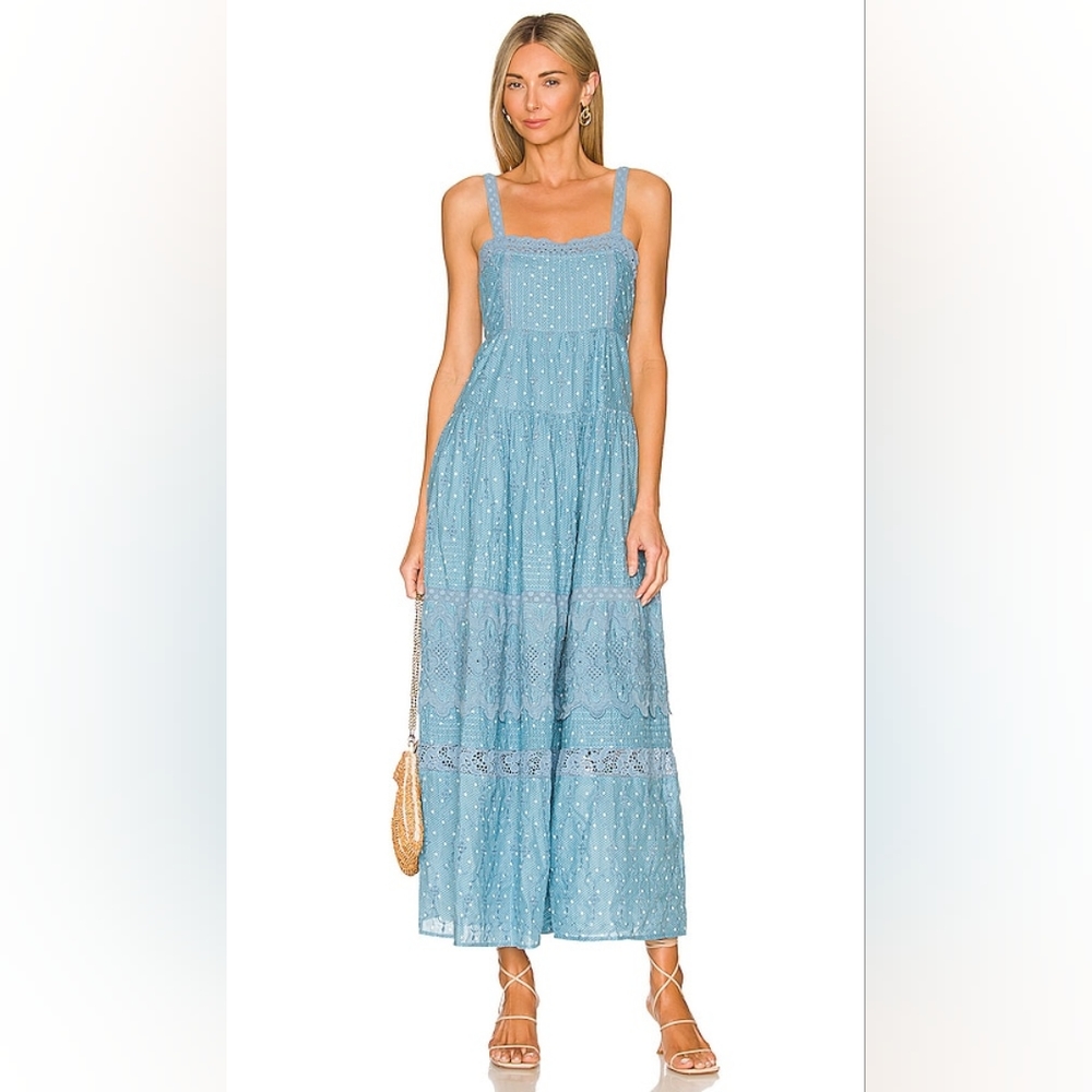 NWT LoveShack Fancy "Camisha" Blue Embroidered Dress size 10